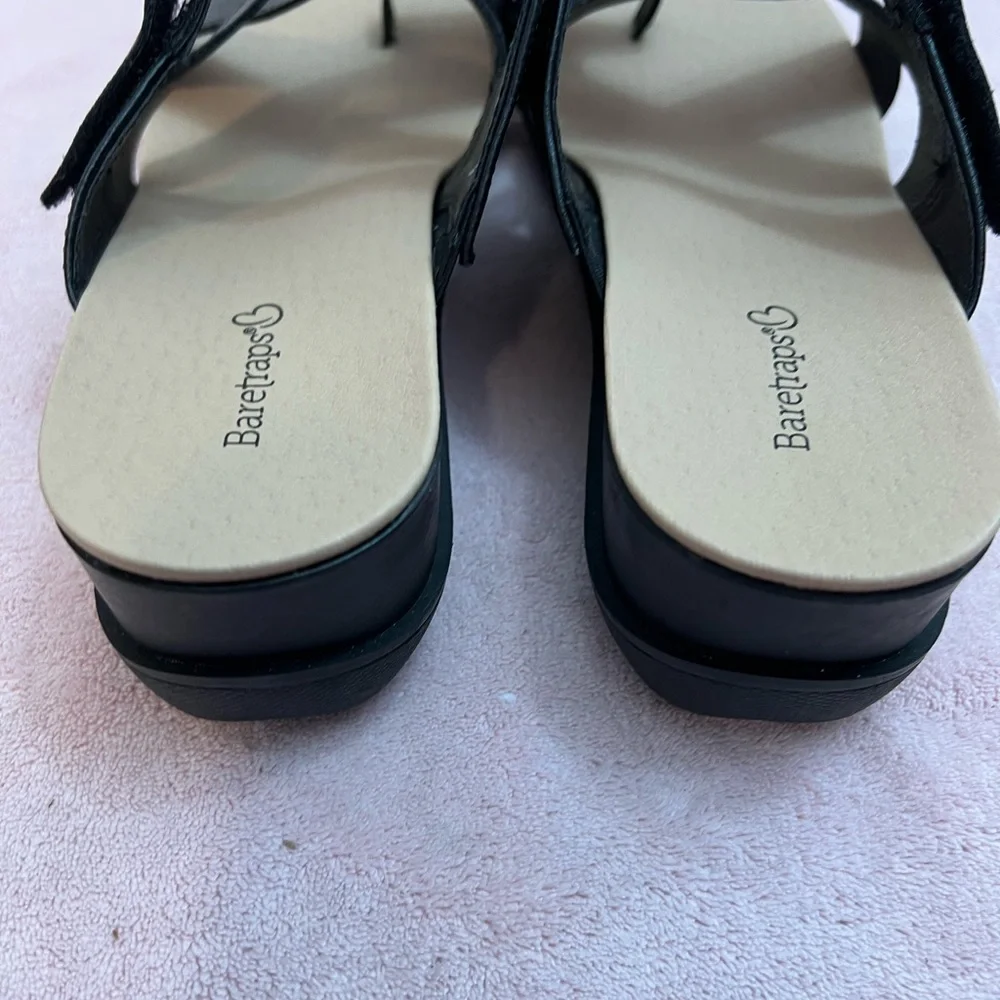 BareTraps Black Wedge Adjustable Collis Sandal Sz 10